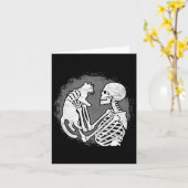 Skeleton Katze Skull Kitty Niedlich Halloween Männ Karte (Gelbe Blume)
