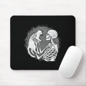 Skeleton Katze Skull Kitty Niedlich Halloween Männ Mousepad (Mit Mouse)