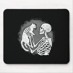 Skeleton Katze Skull Kitty Niedlich Halloween Männ Mousepad