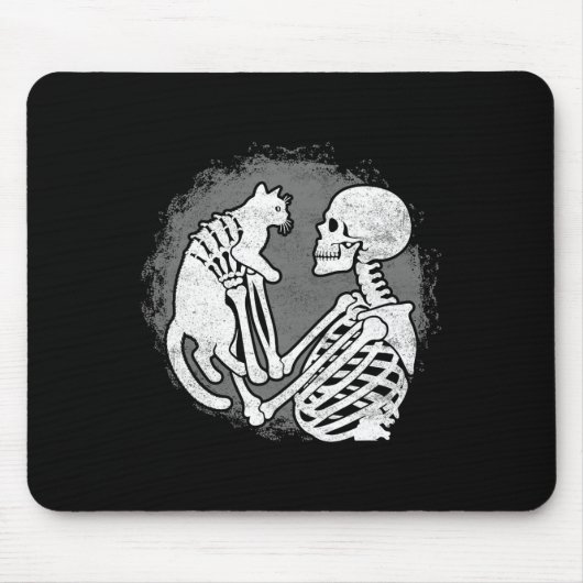 Skeleton Katze Skull Kitty Niedlich Halloween Männ Mousepad (Vorne)