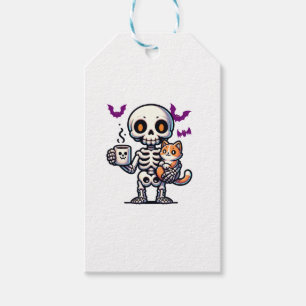 Skeleton Katze und Kaffee spooky Vater und Mutter  Geschenkanhänger