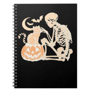 Skeleton-Katzen-Schädel-Kätzchen-Süßes-Halloween-D Notizblock