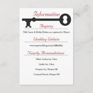 Skeleton Key Wedding Information Card Begleitkarte