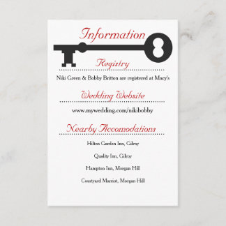 Skeleton Key Wedding Information Card Begleitkarte