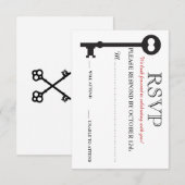 Skeleton Key Wedding RSVP Card Karte (Vorne/Hinten)