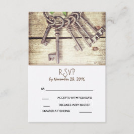 Skeleton Keys Rustic Country Wedding RSVP Card Karte