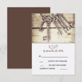 Skeleton Keys Rustic Country Wedding RSVP Card Karte (Vorne/Hinten)