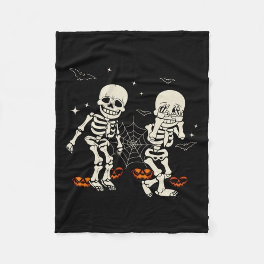 Skeleton Kids Griddy Dance Halloween Trick or Trea Fleecedecke (Vorderseite)