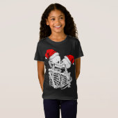 Skeleton Kissing Christmas Pajama Cool Skull Bones T-Shirt (Vorne ganz)