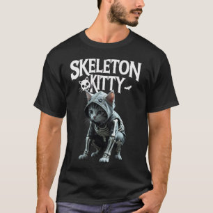Skeleton Kitty T - Shirt: Spooky Halloween Cat Lov T-Shirt