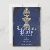 Skeleton Knight Blue Halloween Skull Kostüm Party Einladung (Vorderseite)