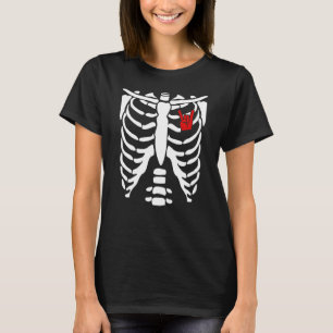Skeleton Knochen Rib Käfig Rock und Roll Sign Hall T-Shirt