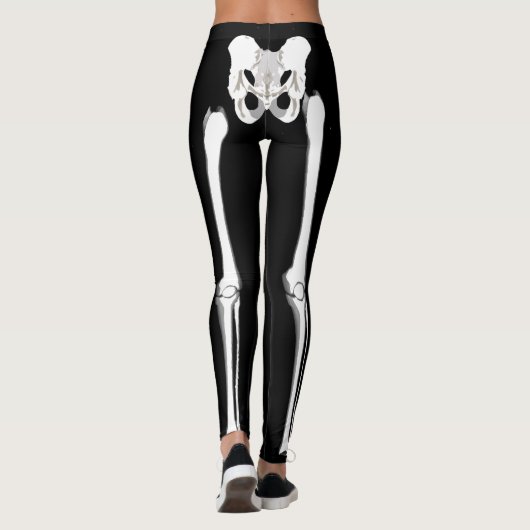 Skeleton Knochen-Schwarz-Halloween-Leggings Leggings (Rückseite)