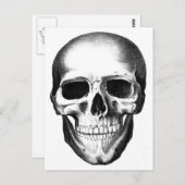 Skeleton Kopf Beängstigendes graues Halloween Postkarte (Vorne/Hinten)