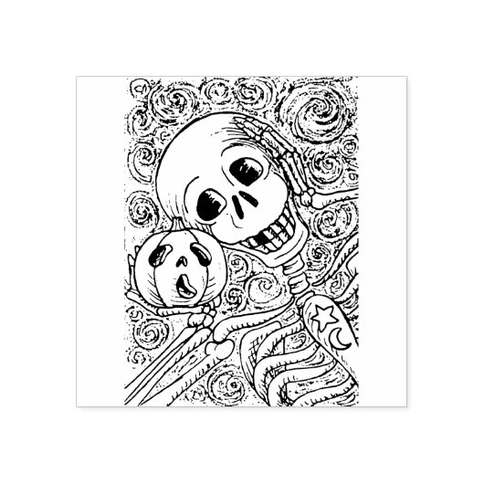 SKELETON & KÜRBISLATERNE, HALLOWEEN RUBBER-BRIEFMA GUMMISTEMPEL (Prägung)