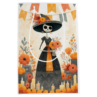 Skeleton Lady La Catrina Tag der Toten Mittlere Geschenktüte