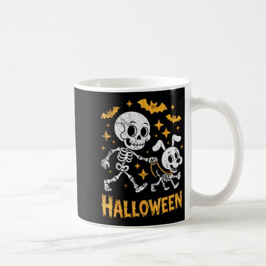 Skeleton Leads Dog Funny Skull Pet For Halloween C Kaffeetasse (Rechts)
