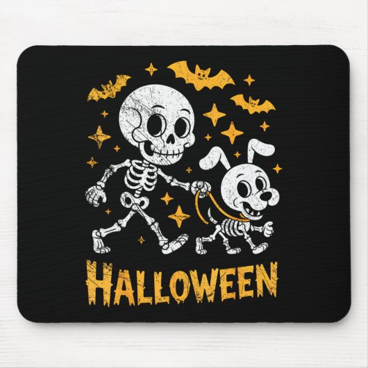 Skeleton Leads Dog Funny Skull Pet For Halloween C Mousepad (Vorne)