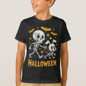 Skeleton Leads Dog Funny Skull Pet For Halloween C T-Shirt (Vorderseite)
