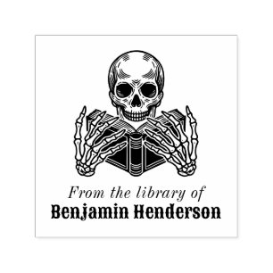 Skeleton Lesen eines Buches #2S Bibliotheksnamens Permastempel