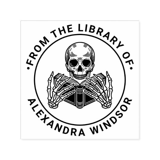 Skeleton Lesen eines Buches Nr. 2 Buchname Permastempel (Design)