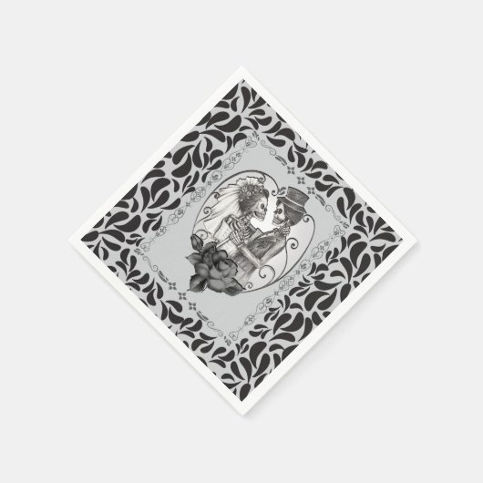 Skeleton Liebe Ehetanz Gotische Hochzeit Serviette (Ecke)