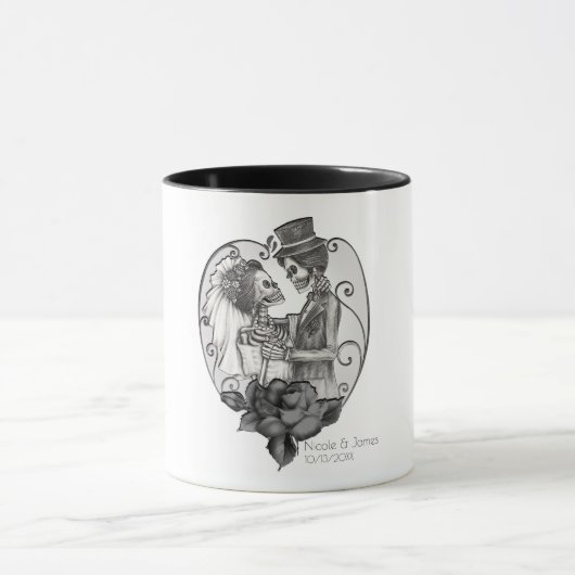 Skeleton Liebe Ehetanz Gotische Hochzeit Tasse (Zentrum)