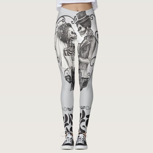 Skeleton Liebe Paare Ehetanz Leggings (Vorderseite)