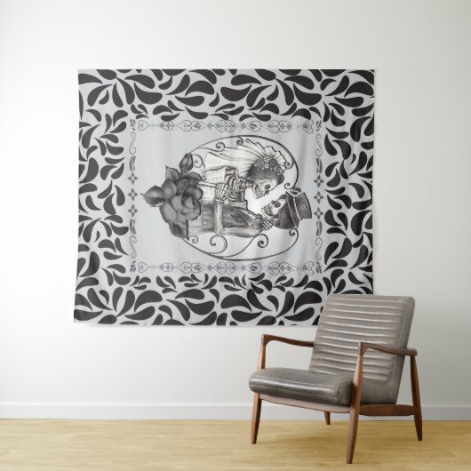 Skeleton Liebe Paare Ehetanz Wandteppich (Beispiel (Horizontal))