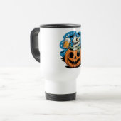 Skeleton Lizard in Pumpkin mit Bier-Tasse Reisebecher (Vorderseite Links)