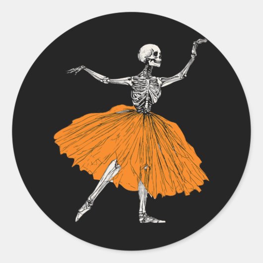 Skeleton Llerina Dance Tutu Spooky Llet Dancer Hal Runder Aufkleber (Vorderseite)