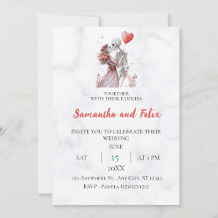 Skeleton Lovers Marmor-Hochzeit Einladung