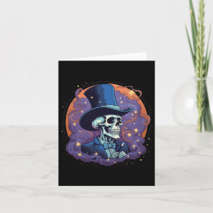 Skeleton Magician Top Hat Stars Smoke Skull Hallow Karte