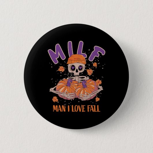 Skeleton Man I Liebe Fall Fun Skeleton Pumpkin Hal Button (Vorderseite)