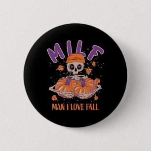 Skeleton Man I Liebe Fall Funny Skeleton Pumpkin H Button