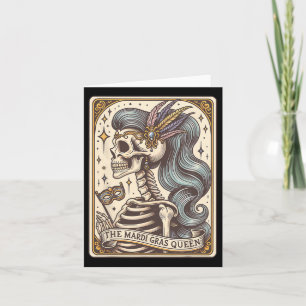 Skeleton Mardi Gras Queen Tarot Card Fett Dienstag Karte