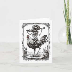 Skeleton Mariachi Bynd Rooster Mexico Fiesta Cinco Karte
