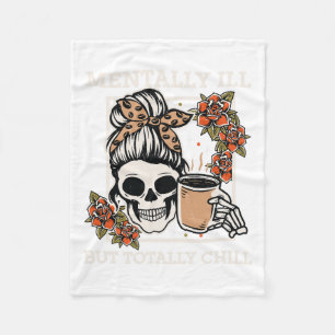 Skeleton Mentally Ill, aber Totally Chill Hallowee Fleecedecke