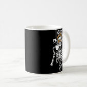 Skeleton Messy Bun Coffee Drinking Halloween Costu Kaffeetasse (VorderseiteRechts)