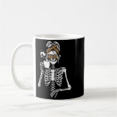 Skeleton Messy Bun Coffee Drinking Halloween Costu Kaffeetasse (Links)