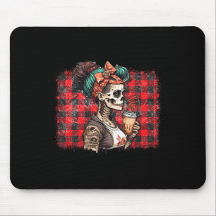 Skeleton Messy Bun Coffee Mama Kostüme Mousepad