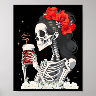 Skeleton Messy Bun Coffee Mama Kostüme Poster