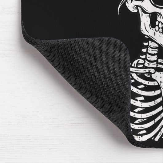 Skeleton Messy Bun Drinking Coffee Halloween Costu Mousepad (Ecke)