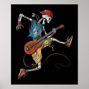 Skeleton Metal Gitarrist Poster