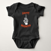 Skeleton Middle Finger Happy Halloween Baby Strampler (Vorderseite)