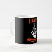 Skeleton Middle Finger Happy Halloween Kaffeetasse (Vorderseite Links)