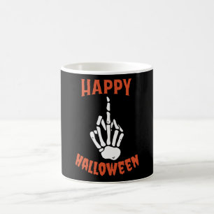Skeleton Middle Finger Happy Halloween Kaffeetasse