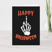 Skeleton Middle Finger Happy Halloween Karte (Vorderseite)
