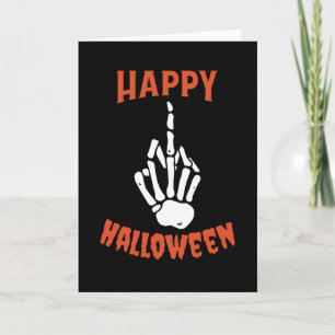 Skeleton Middle Finger Happy Halloween Karte