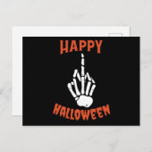 Skeleton Middle Finger Happy Halloween Postkarte (Vorne/Hinten)